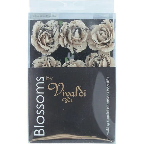 40mm Linen Printed Rose Head Flowers